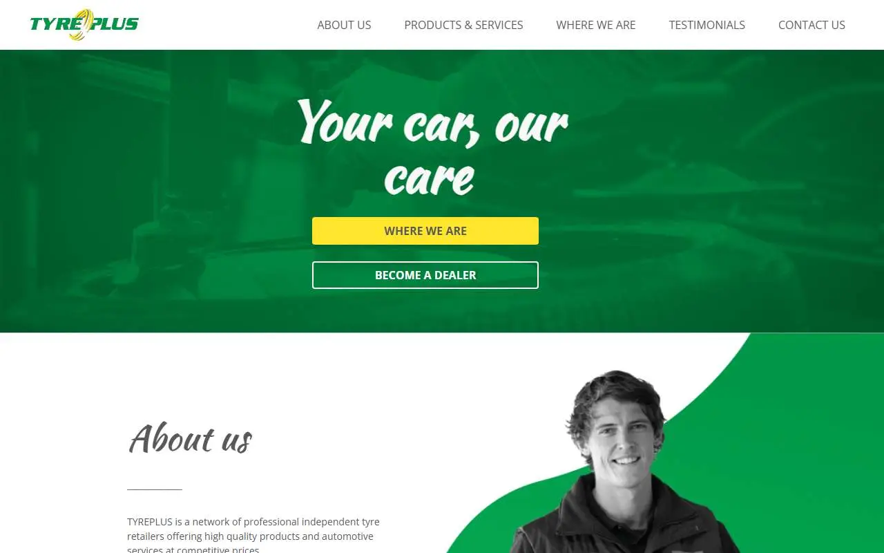 Tampilan website resmi Tyreplus (tyreplus.com)