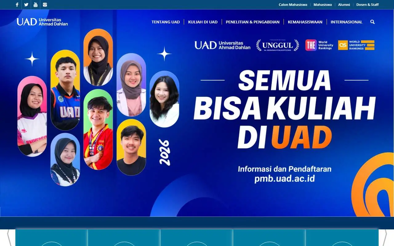 Tampilan website resmi Universitas Ahmad Dahlan (uad.ac.id)