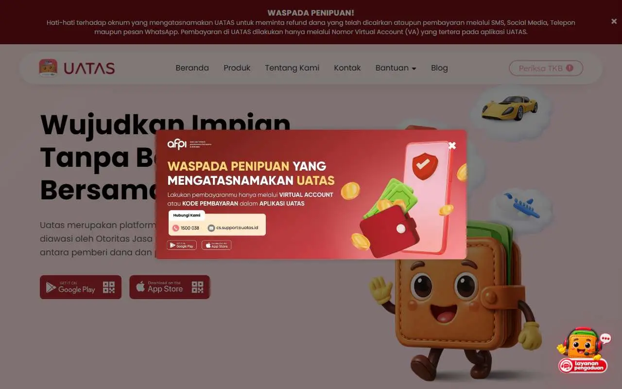 Tampilan website resmi Uatas (uatas.id)