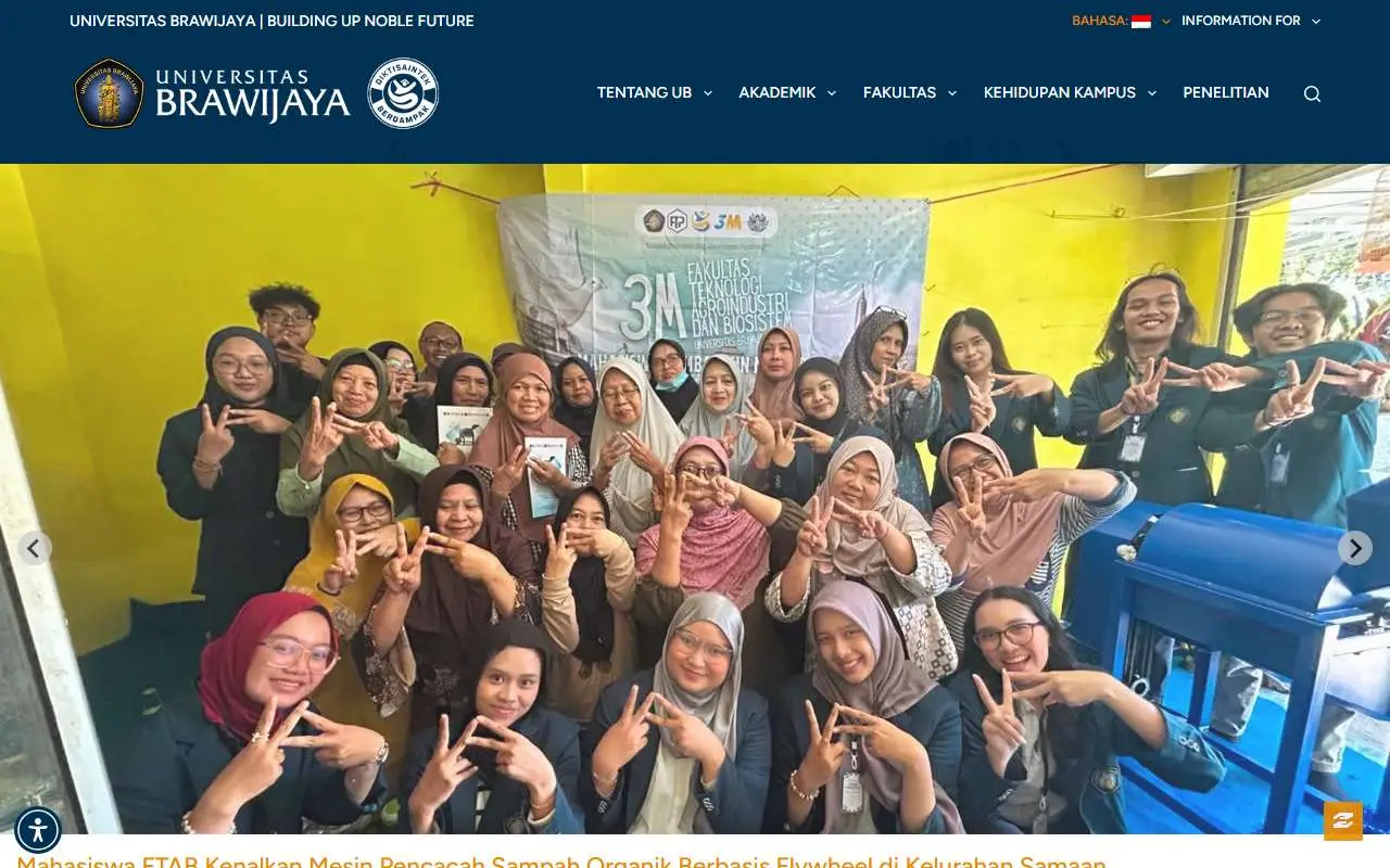 Tampilan website resmi Universitas Brawijaya (ub.ac.id)