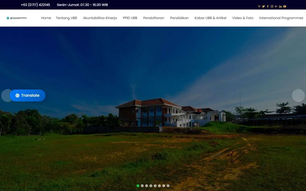 Tampilan website resmi Universitas Bangka Belitung (ubb.ac.id)