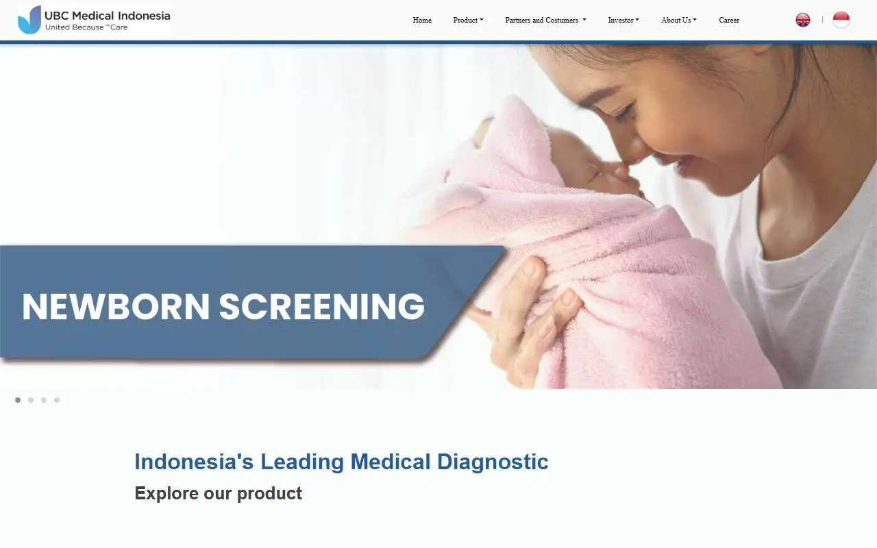 Tampilan website resmi UBC Medical Indonesia (ubcindonesia.com)