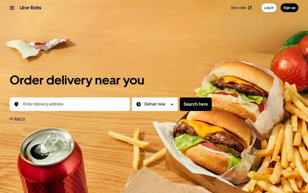 Tampilan website resmi Uber Eats (ubereats.com)