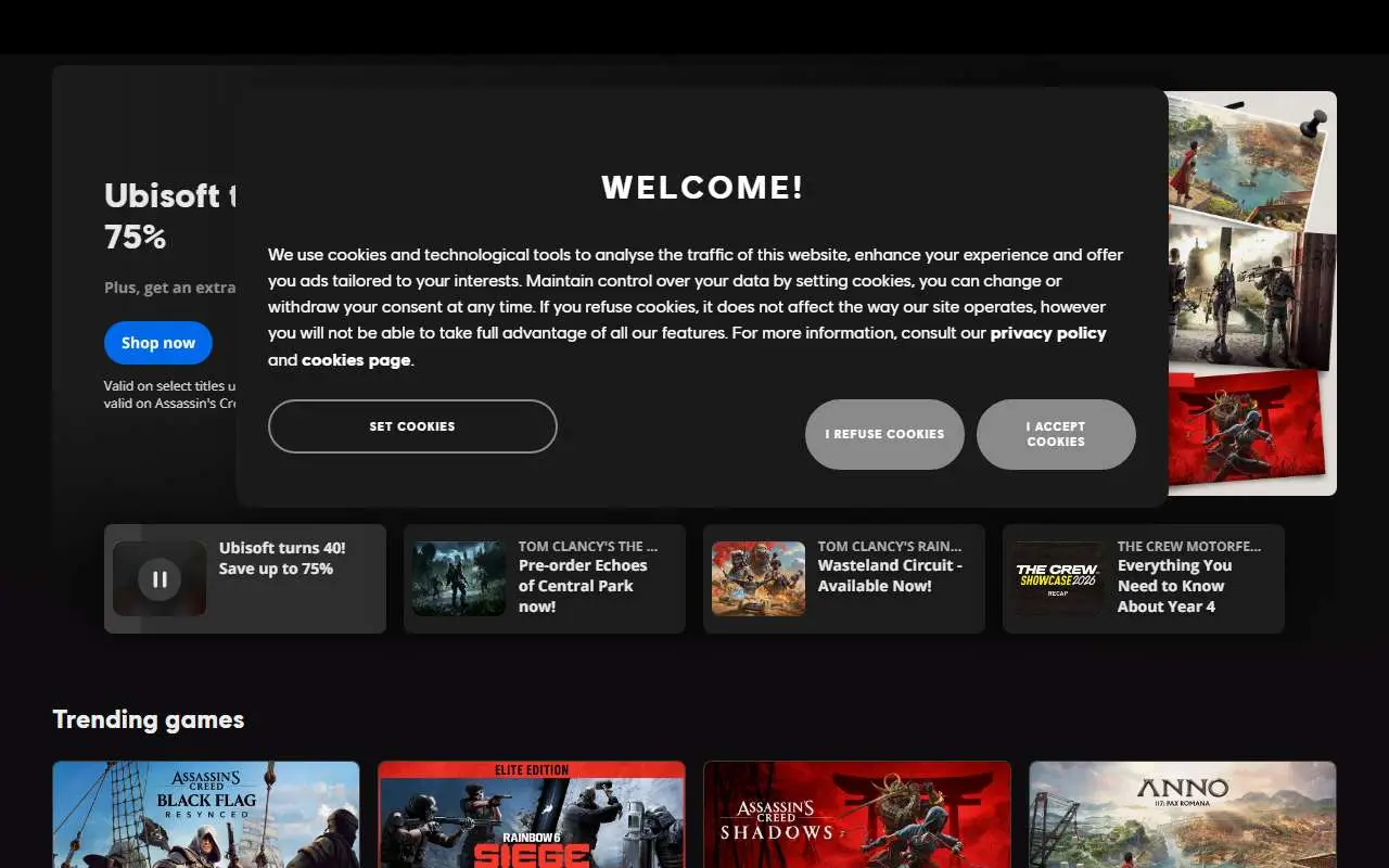 Tampilan website resmi Ubisoft (ubisoft.com)