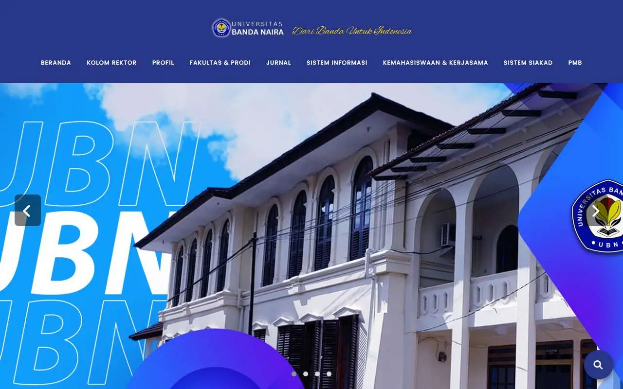 Tampilan website resmi Universitas Banda Naira (ubn.ac.id)