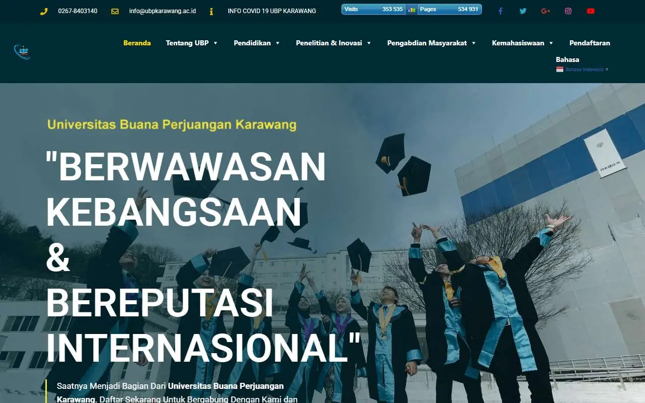 Tampilan website resmi Universitas Buana Perjuangan Karawang (ubpkarawang.ac.id)