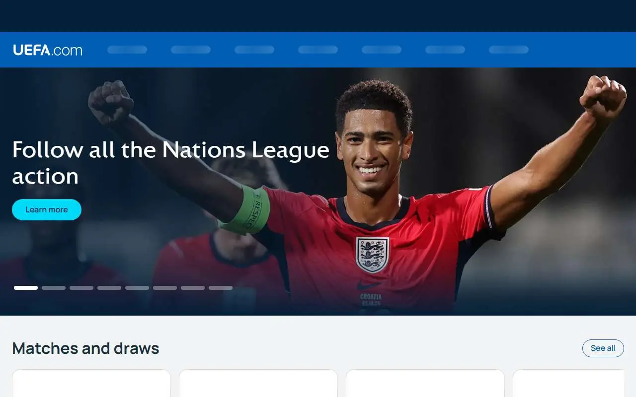 Tampilan website resmi UEFA (uefa.com)