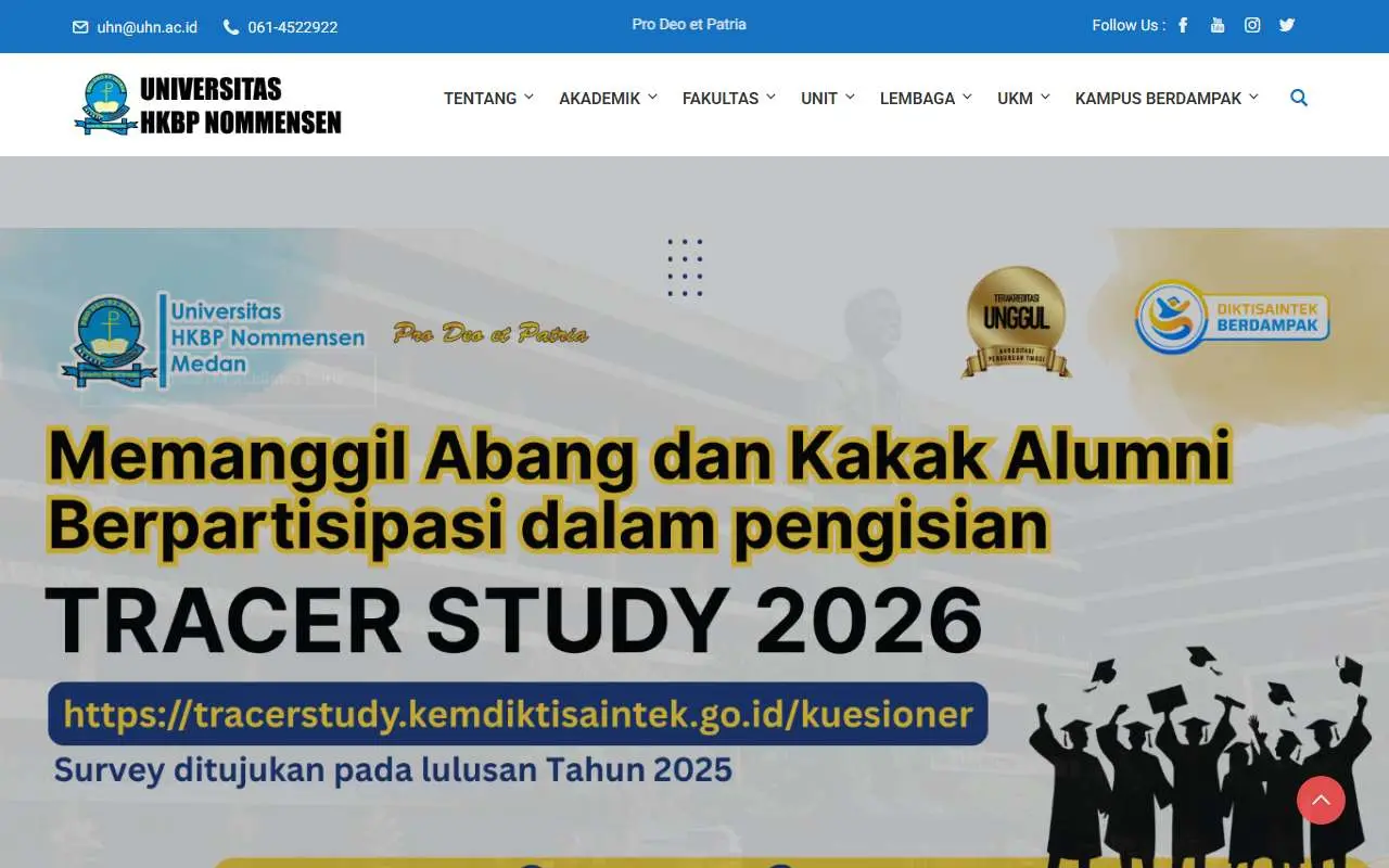 Tampilan website resmi Universitas HKBP Nommensen (uhn.ac.id)