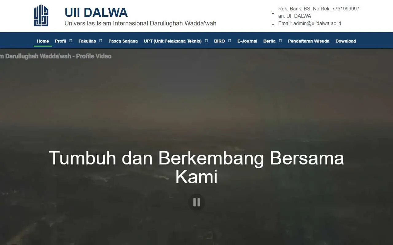 Tampilan website resmi UIID Dalwa (uiidalwa.ac.id)