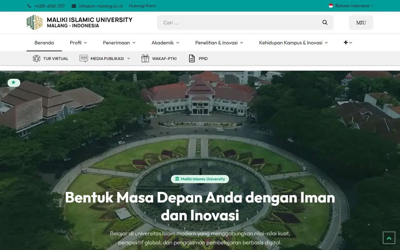 Tampilan website resmi UIN Maulana Malik Ibrahim (uin-malang.ac.id)