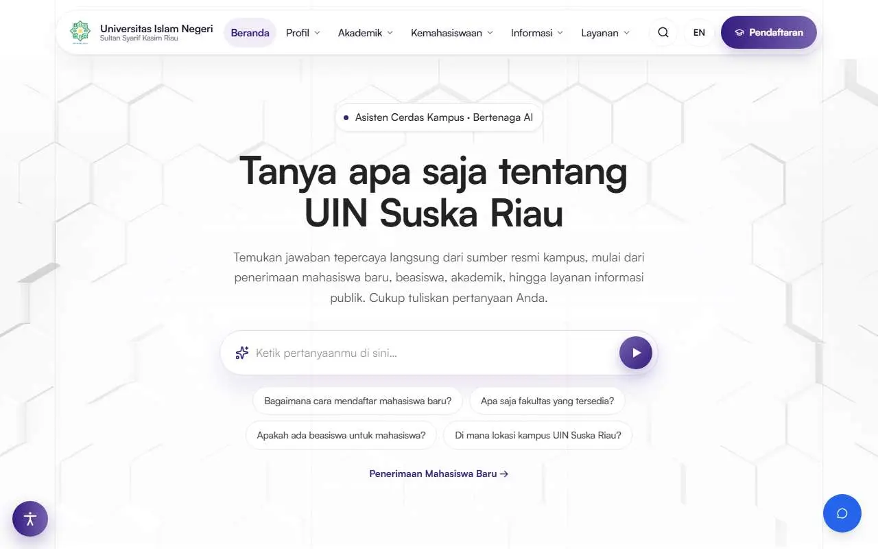 Tampilan website resmi UIN Sultan Syarif Kasim Riau (uin-suska.ac.id)