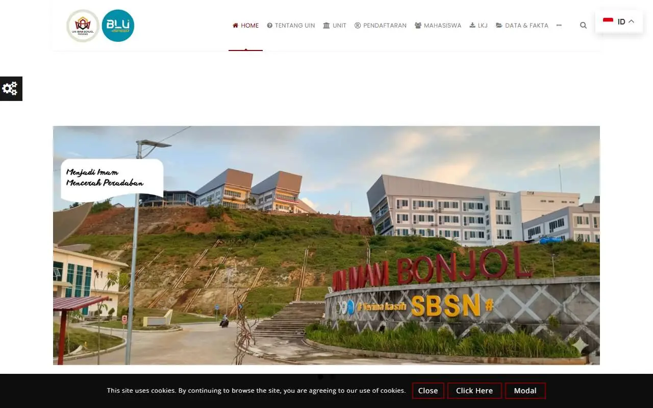 Tampilan website resmi Universitas Islam Negeri Imam Bonjol (uinib.ac.id)