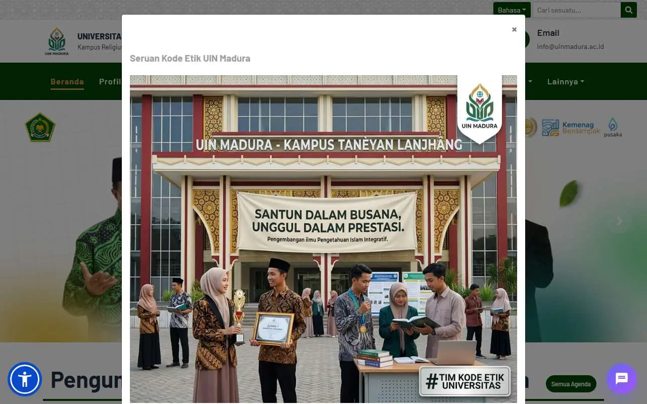 Tampilan website resmi UIN Madura (uinmadura.ac.id)
