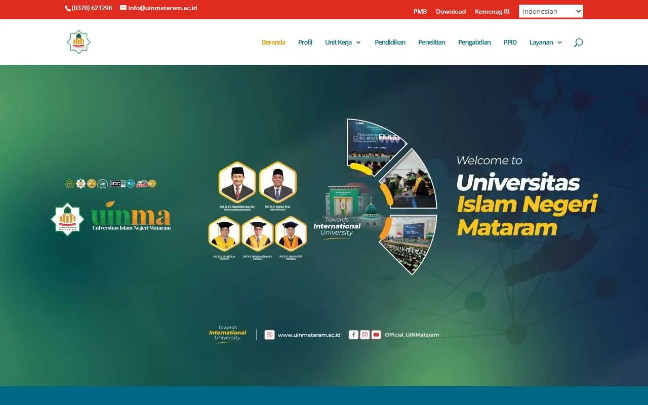 Tampilan website resmi Universitas Islam Negeri Mataram (uinmataram.ac.id)