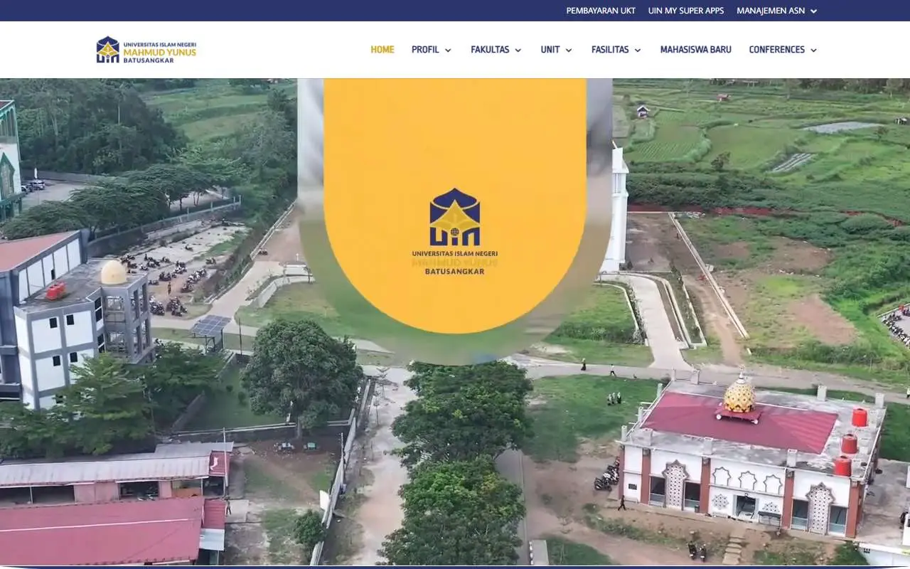 Tampilan website resmi UIN Mahmud Yunus Batusangkar (uinmybatusangkar.ac.id)