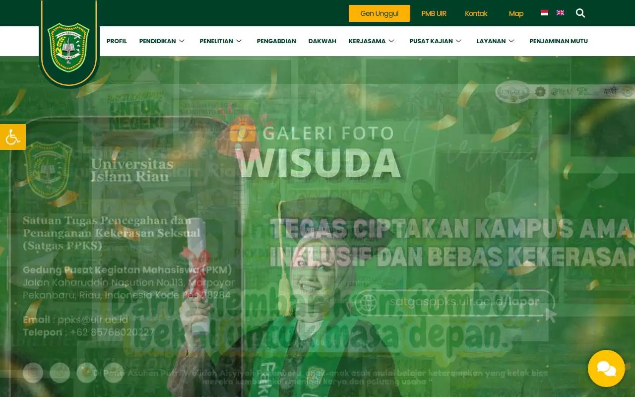Tampilan website resmi Universitas Islam Riau (uir.ac.id)