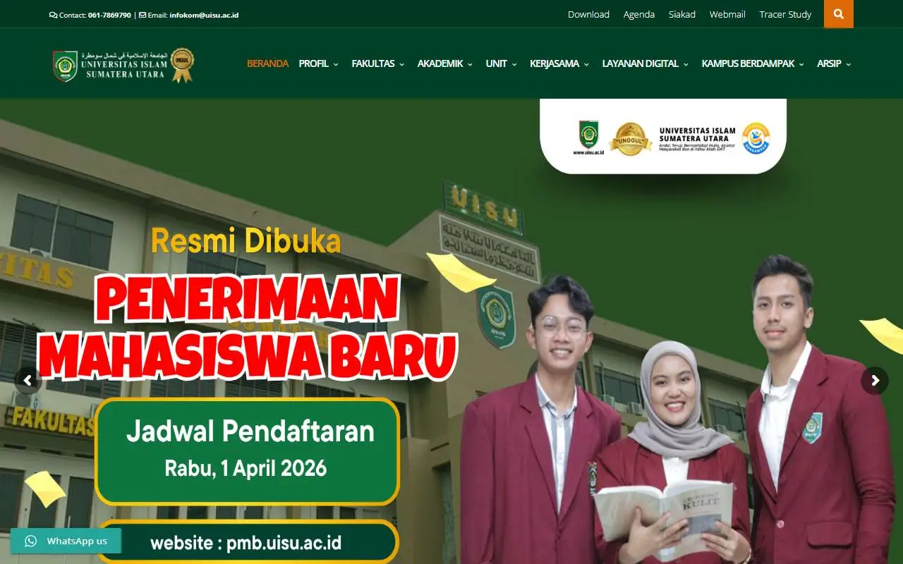 Tampilan website resmi Universitas Islam Sumatera Utara (uisu.ac.id)