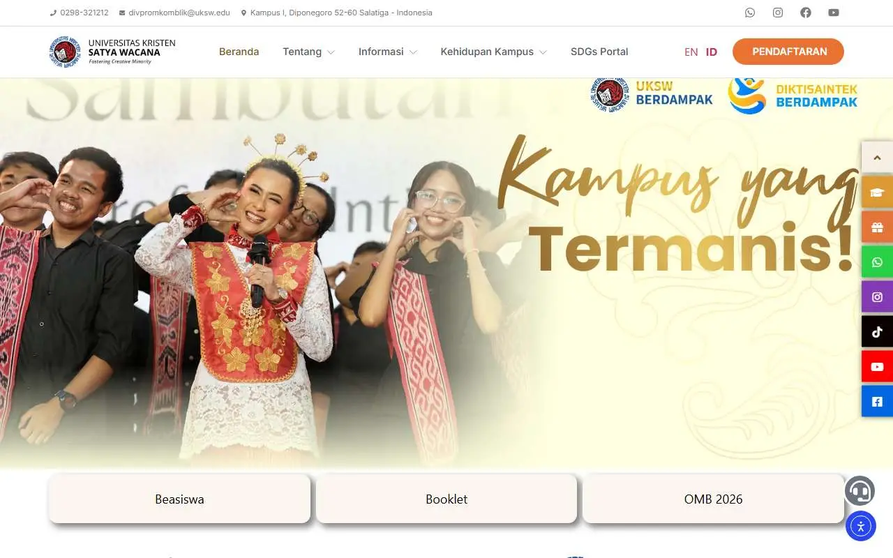 Tampilan website resmi Universitas Kristen Satya Wacana (uksw.edu)