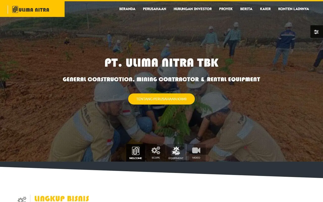 Tampilan website resmi Ulima Nitra (ulimanitra.co.id)