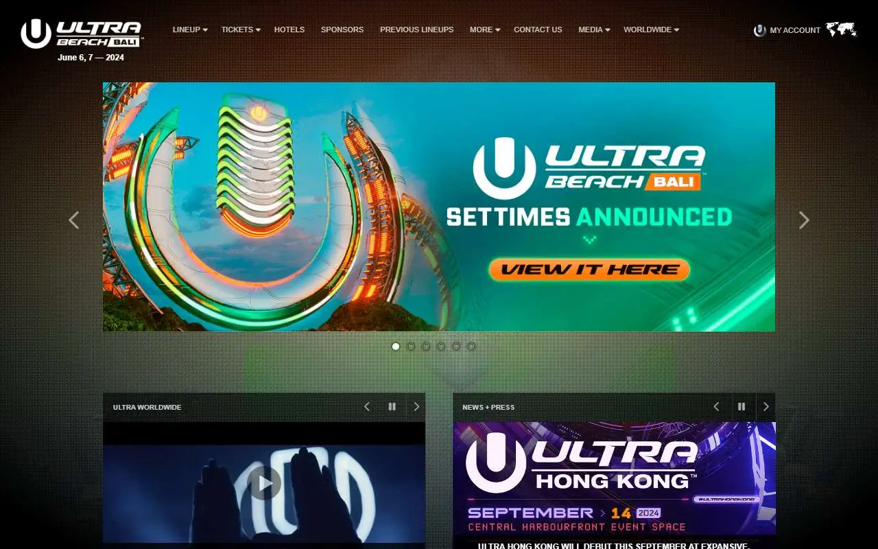 Tampilan website resmi Ultra Bali (ultrabali.com)