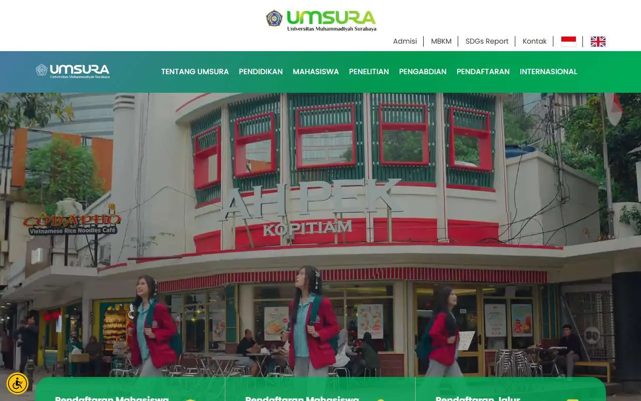 Tampilan website resmi Universitas Muhammadiyah Surabaya (um-surabaya.ac.id)