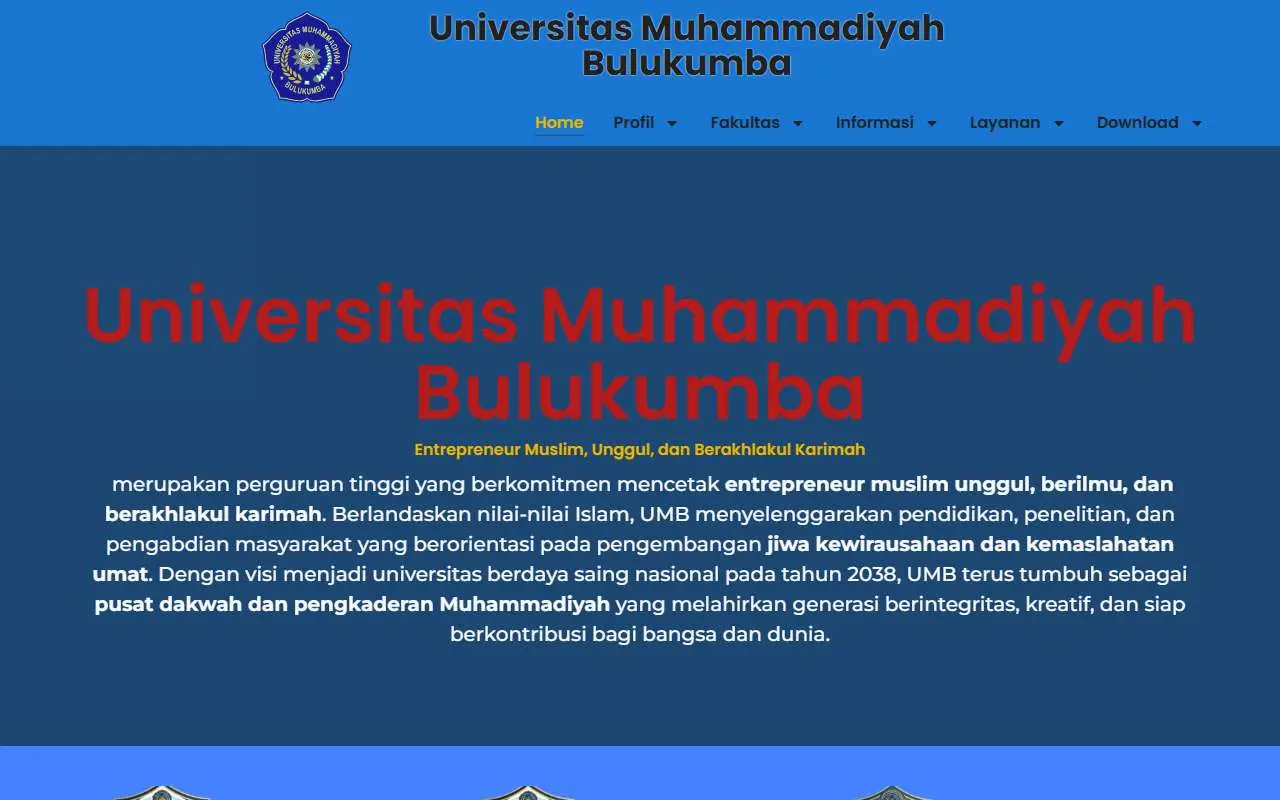 Tampilan website resmi Universitas Muhammadiyah Bulukumba (umbulukumba.ac.id)