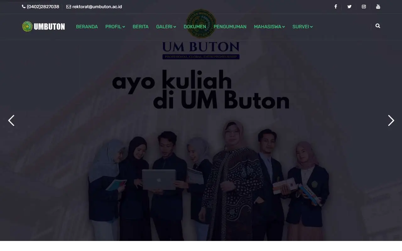 Tampilan website resmi Universitas Muhammadiyah Buton (umbuton.ac.id)