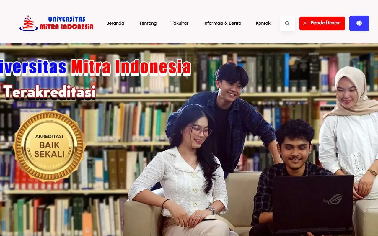 Tampilan website resmi Universitas Mitra Indonesia (umitra.ac.id)