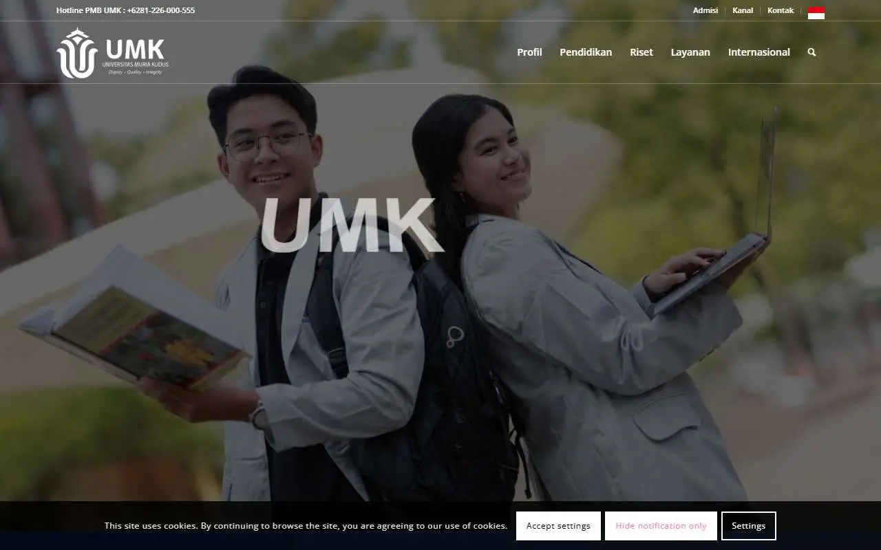 Tampilan website resmi Universitas Muria Kudus (umk.ac.id)