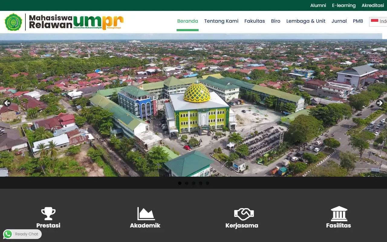 Tampilan website resmi Universitas Muhammadiyah Palangkaraya (umpr.ac.id)