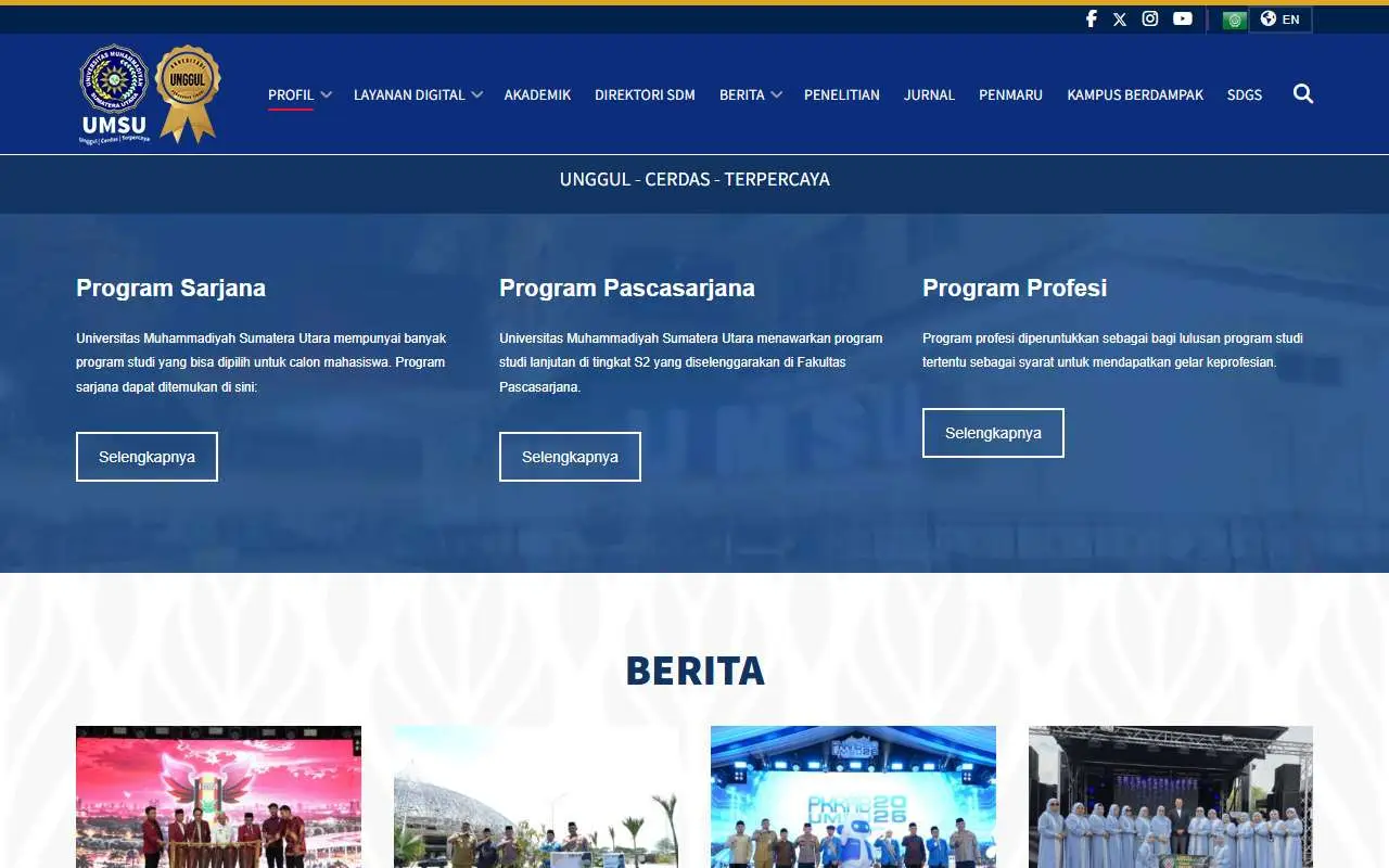 Tampilan website resmi Universitas Muhammadiyah Sumatera Utara (umsu.ac.id)