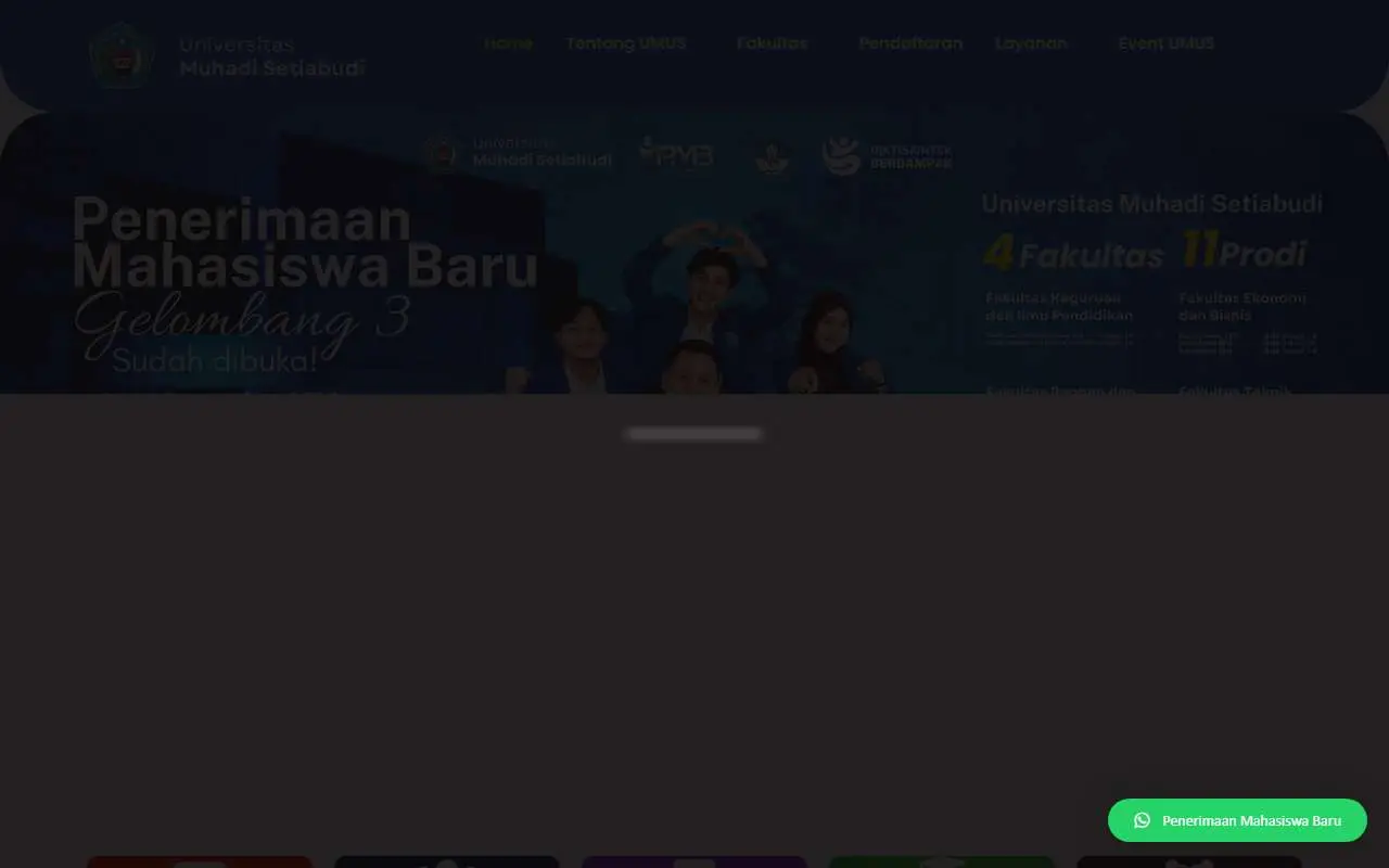 Tampilan website resmi Universitas Muhadi Setiabudi (umus.ac.id)