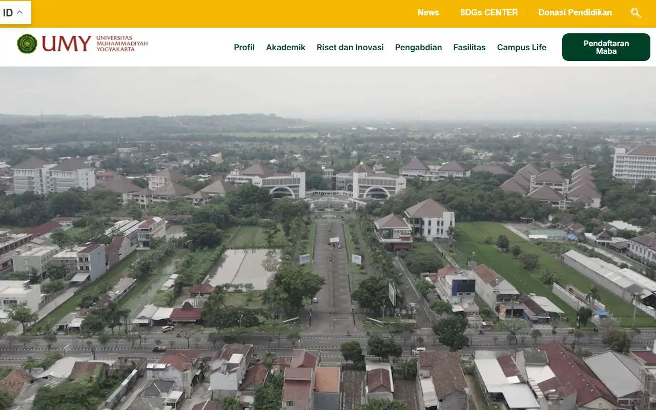Tampilan website resmi Universitas Muhammadiyah Yogyakarta (umy.ac.id)