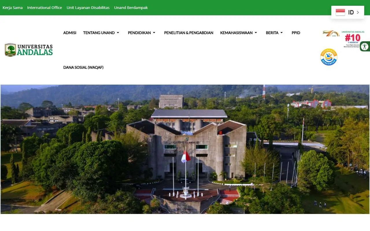 Tampilan website resmi Universitas Andalas (unand.ac.id)