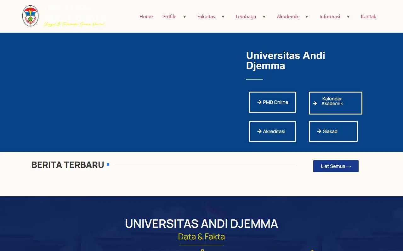 Tampilan website resmi Universitas Andi Djemma Palopo (unanda.ac.id)