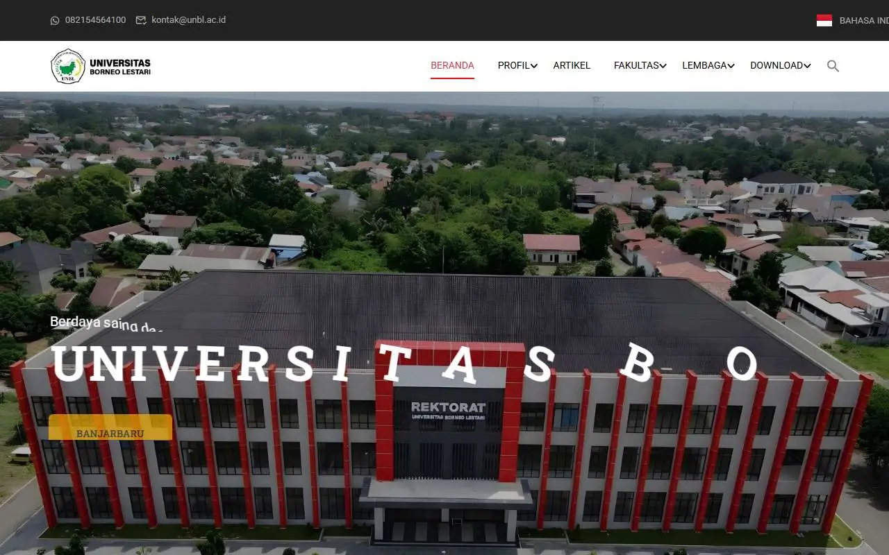 Tampilan website resmi Universitas Borneo Lestari (unbl.ac.id)