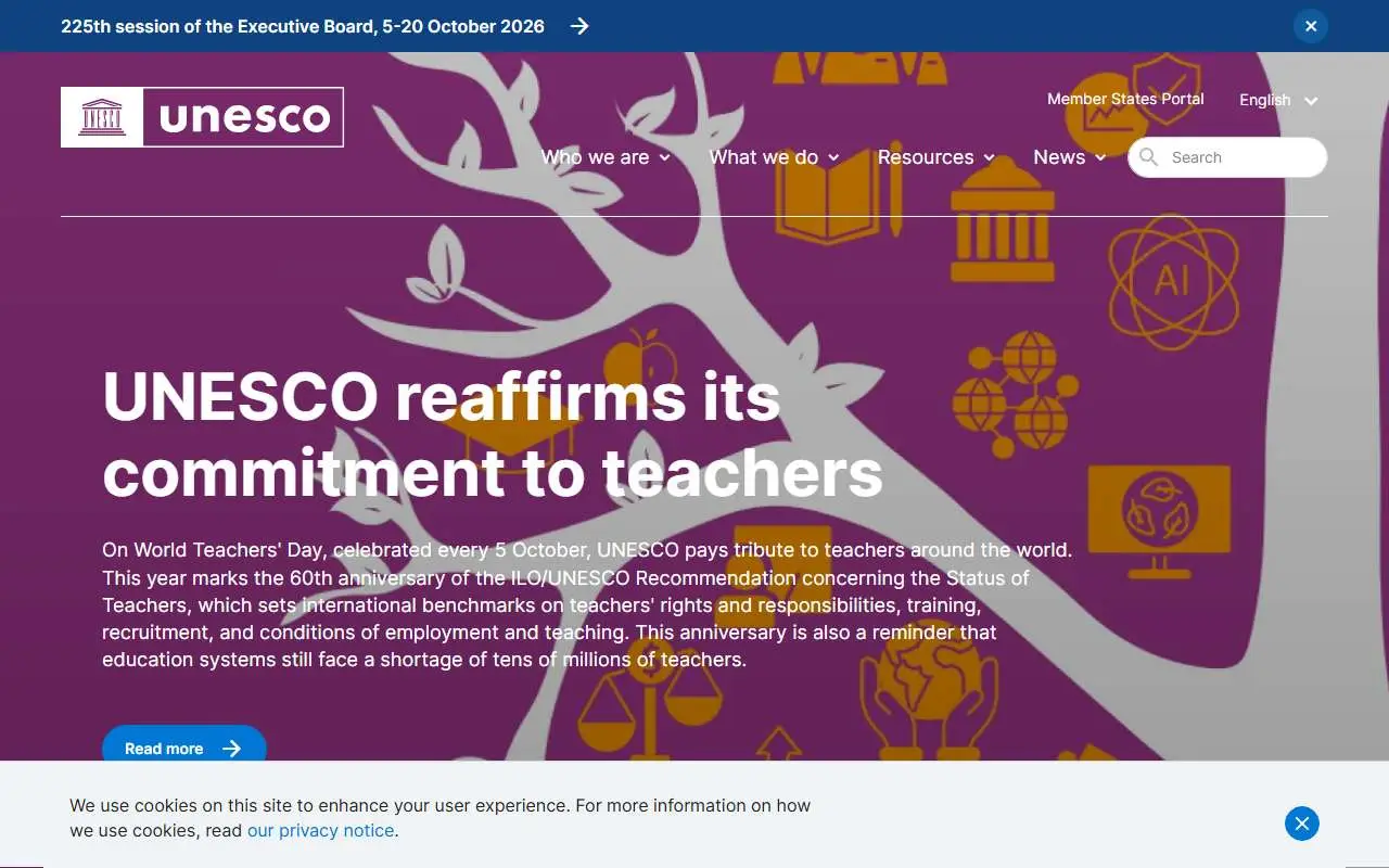 Tampilan website resmi UNESCO (unesco.org)