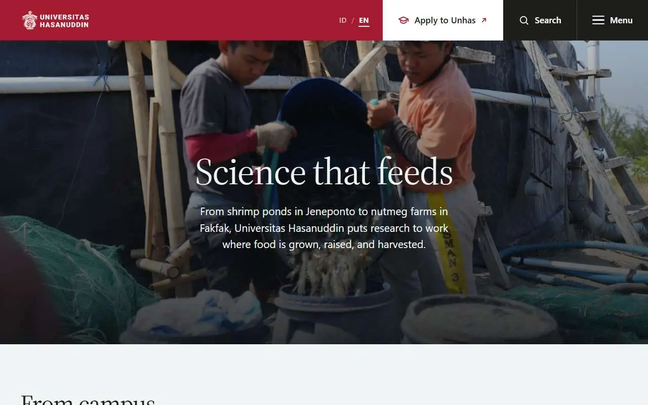 Tampilan website resmi Universitas Hasanuddin (unhas.ac.id)