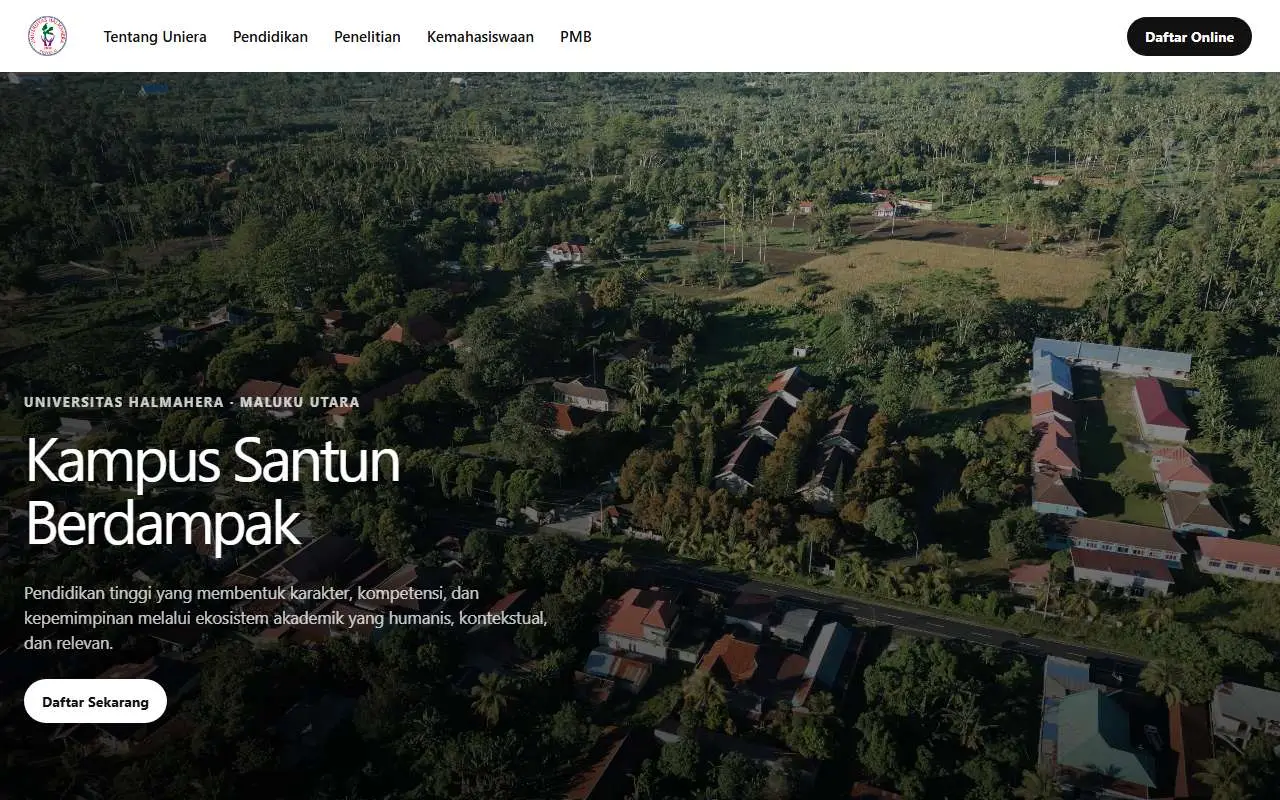 Tampilan website resmi Universitas Halmahera (uniera.ac.id)
