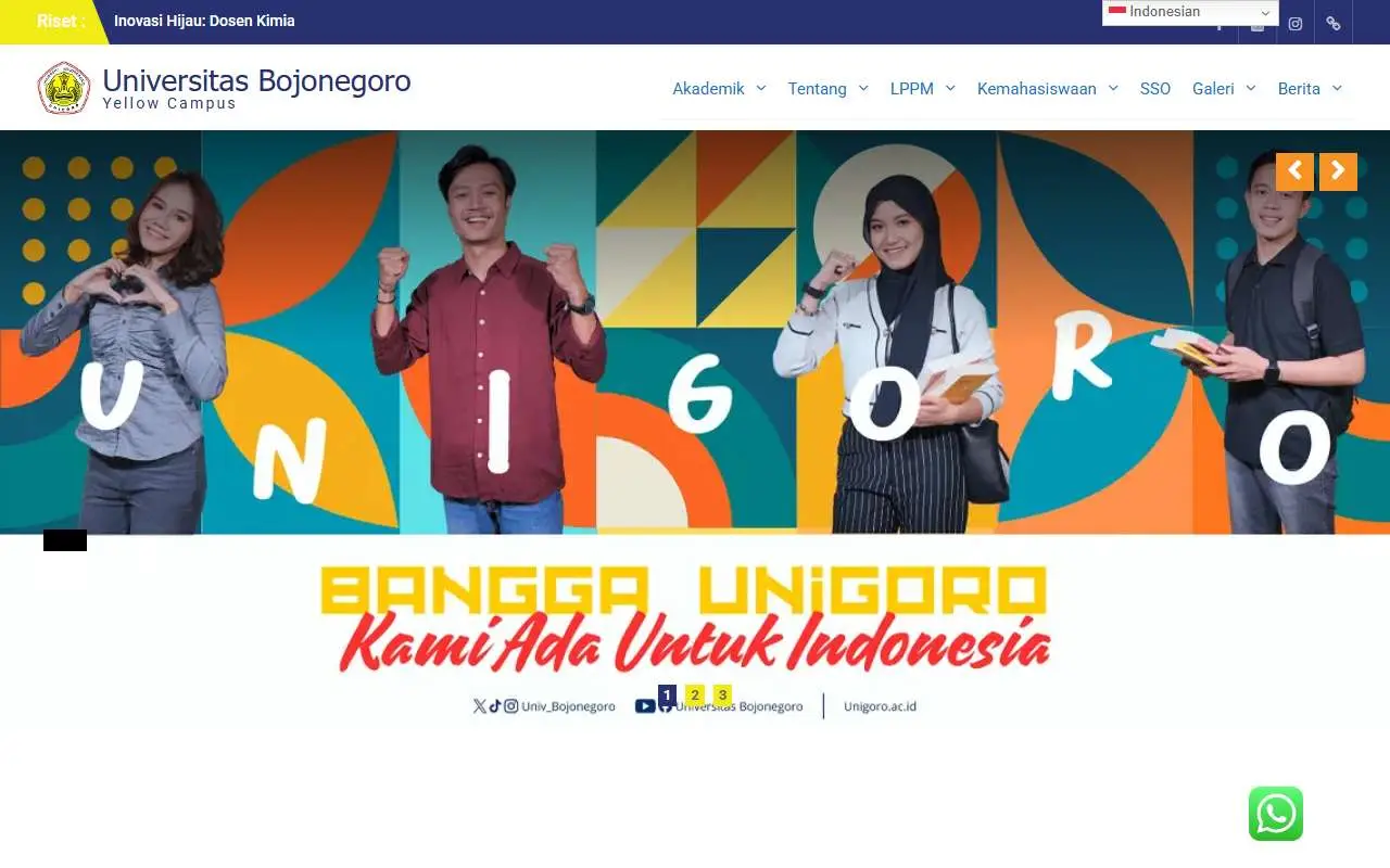 Tampilan website resmi Universitas Bojonegoro (unigoro.ac.id)