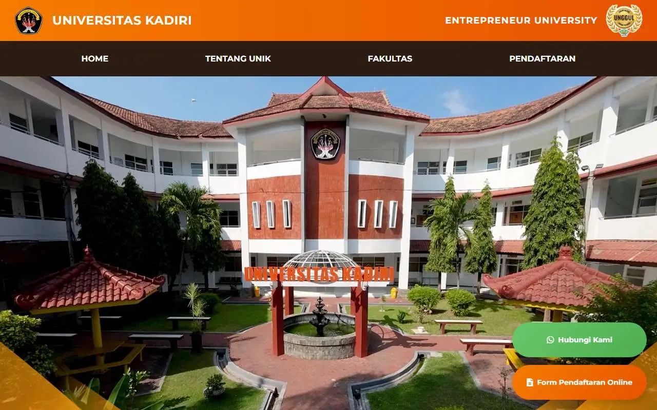 Tampilan website resmi Universitas Kadiri (unik-kediri.ac.id)