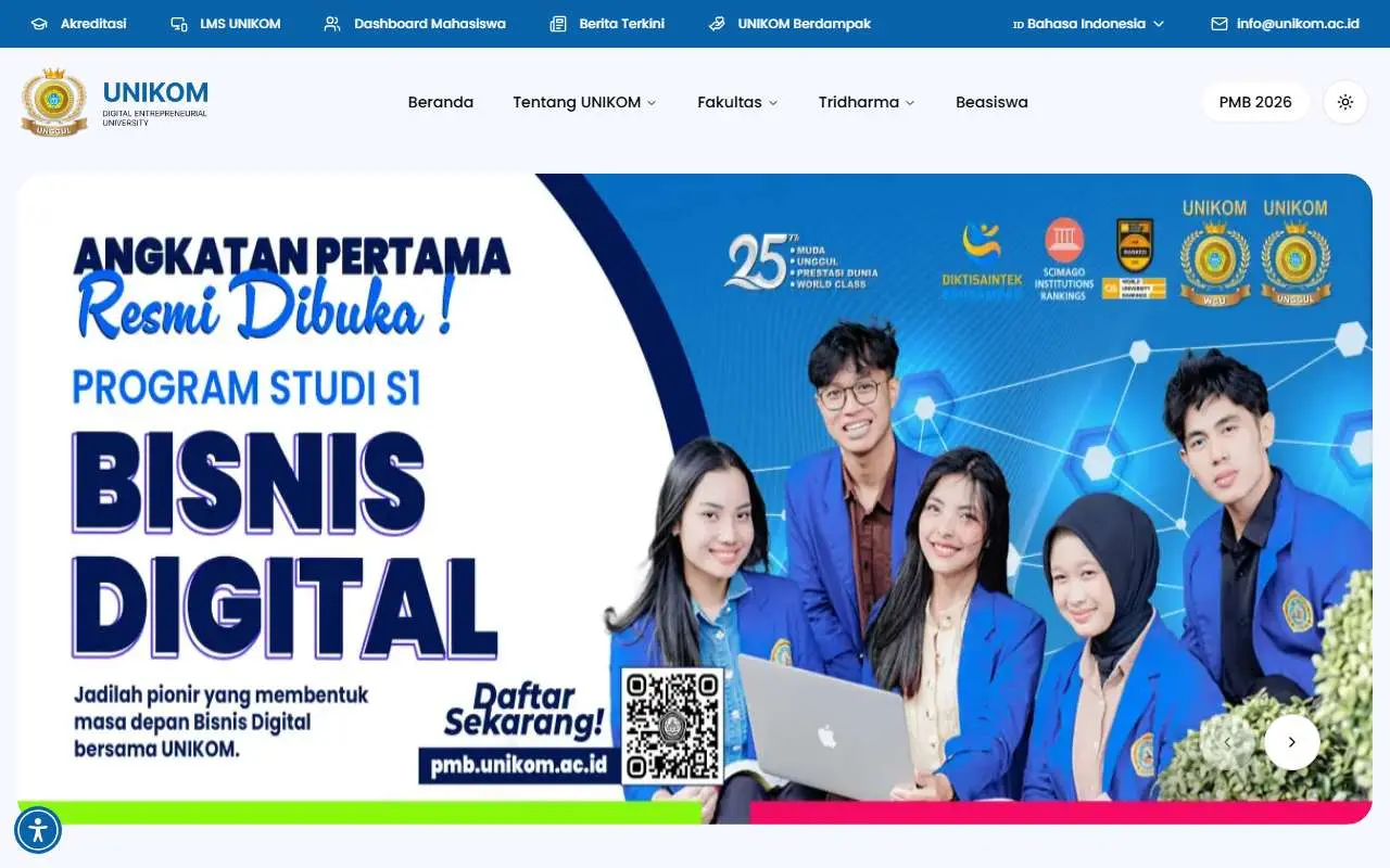 Tampilan website resmi Universitas Komputer Indonesia (unikom.ac.id)