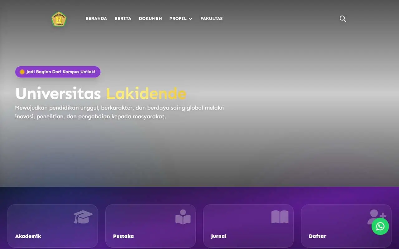 Tampilan website resmi Universitas Lakidende (unilaki.ac.id)