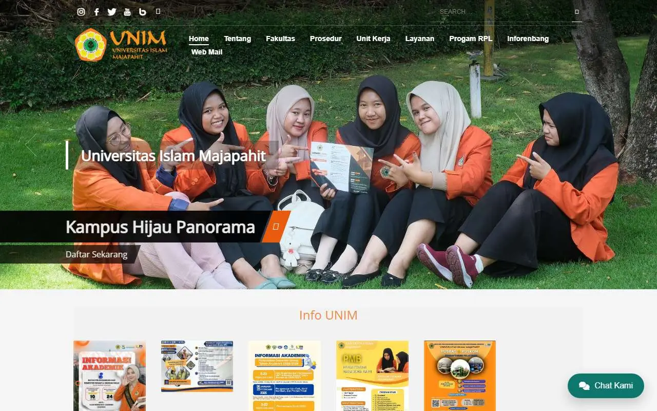 Tampilan website resmi Universitas Islam Majapahit (unim.ac.id)