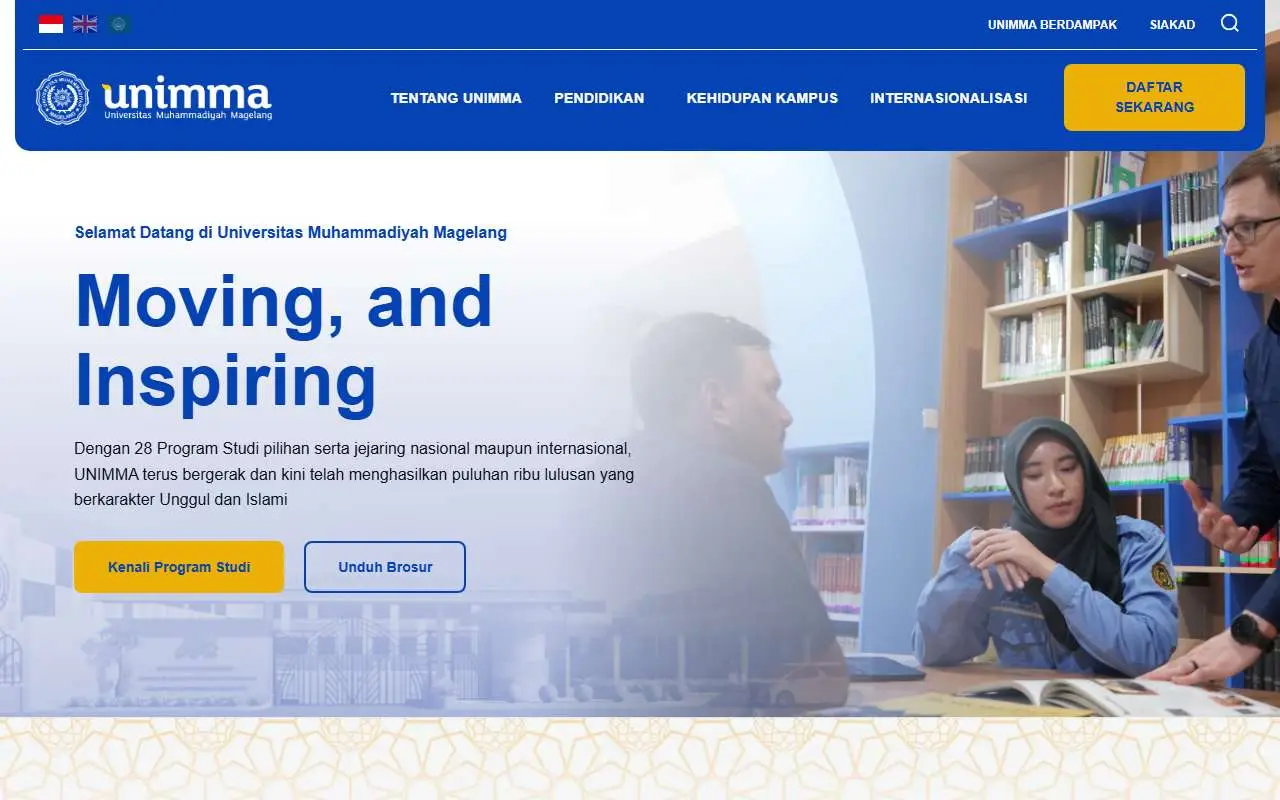 Tampilan website resmi Universitas Muhammadiyah Magelang (unimma.ac.id)