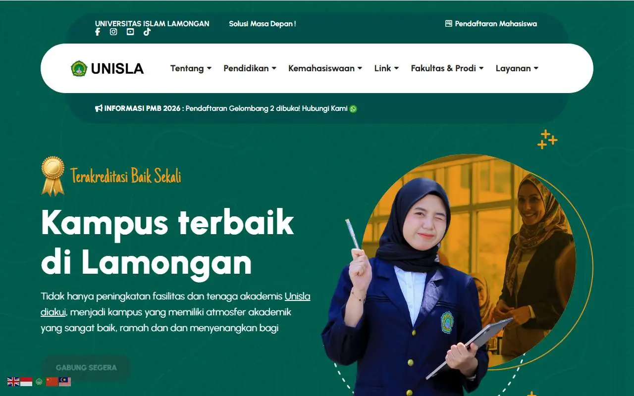 Tampilan website resmi Universitas Islam Lamongan (unisla.ac.id)