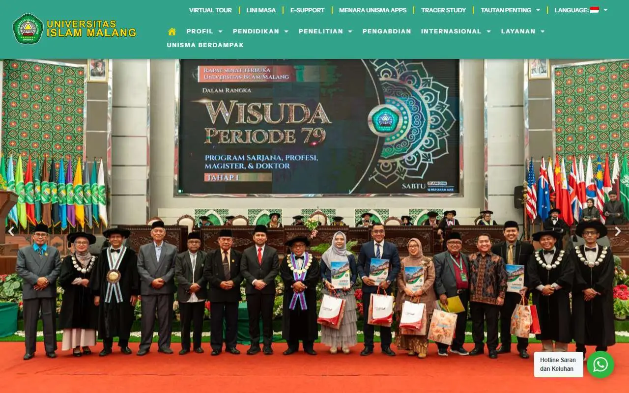 Tampilan website resmi Universitas Islam Malang (unisma.ac.id)