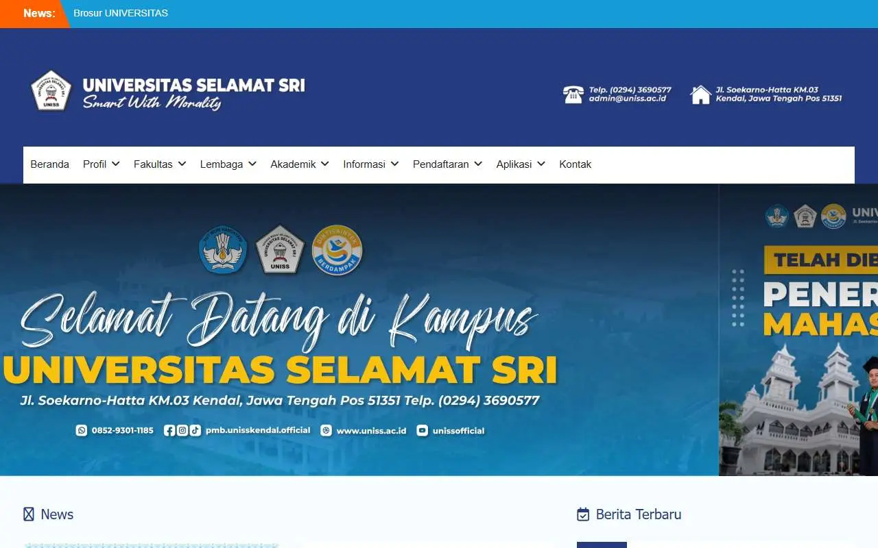 Tampilan website resmi Universitas Selamat Sri (uniss.ac.id)