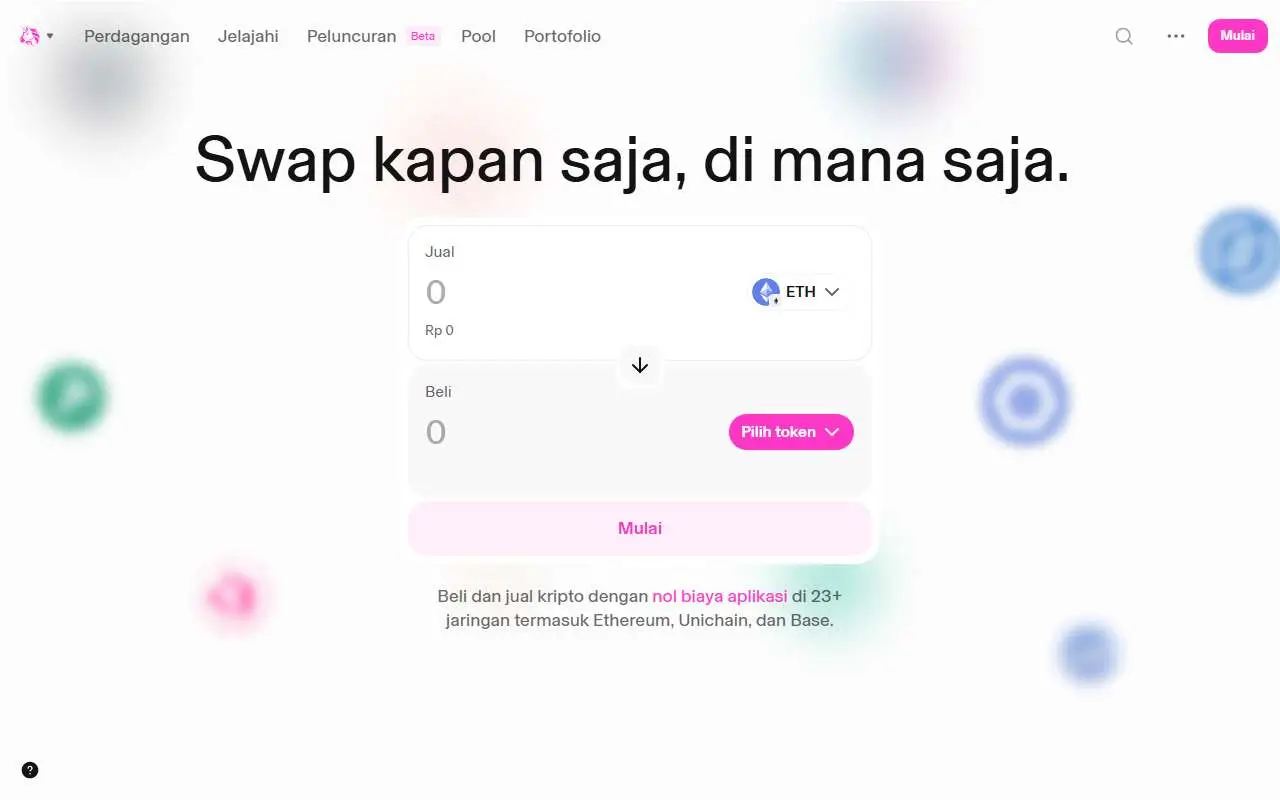 Tampilan website resmi Uniswap (uniswap.org)