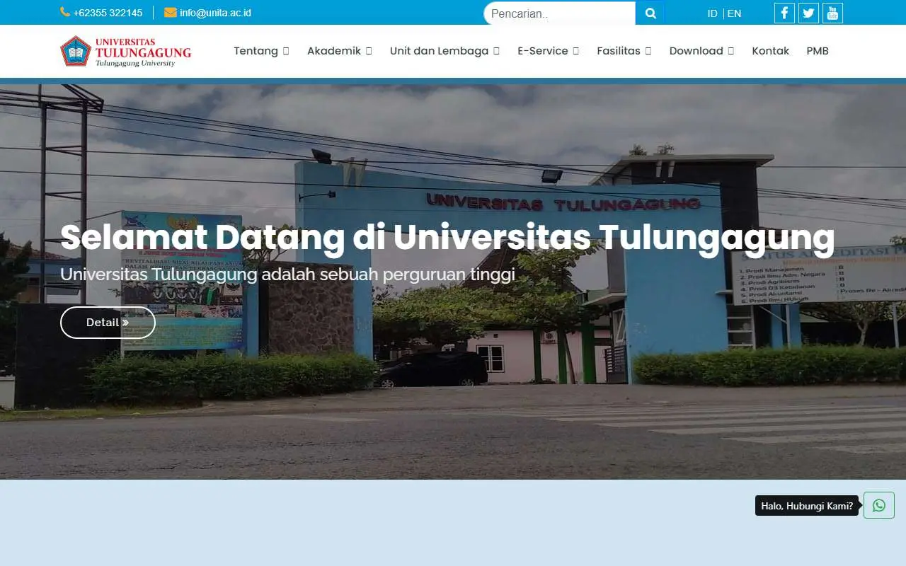 Tampilan website resmi Universitas Tulungagung (unita.ac.id)